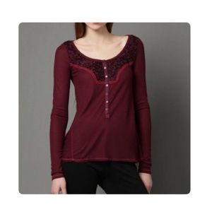 NWT! Free People Diego Lightweight Thermal Henley Long Sleeve Tee